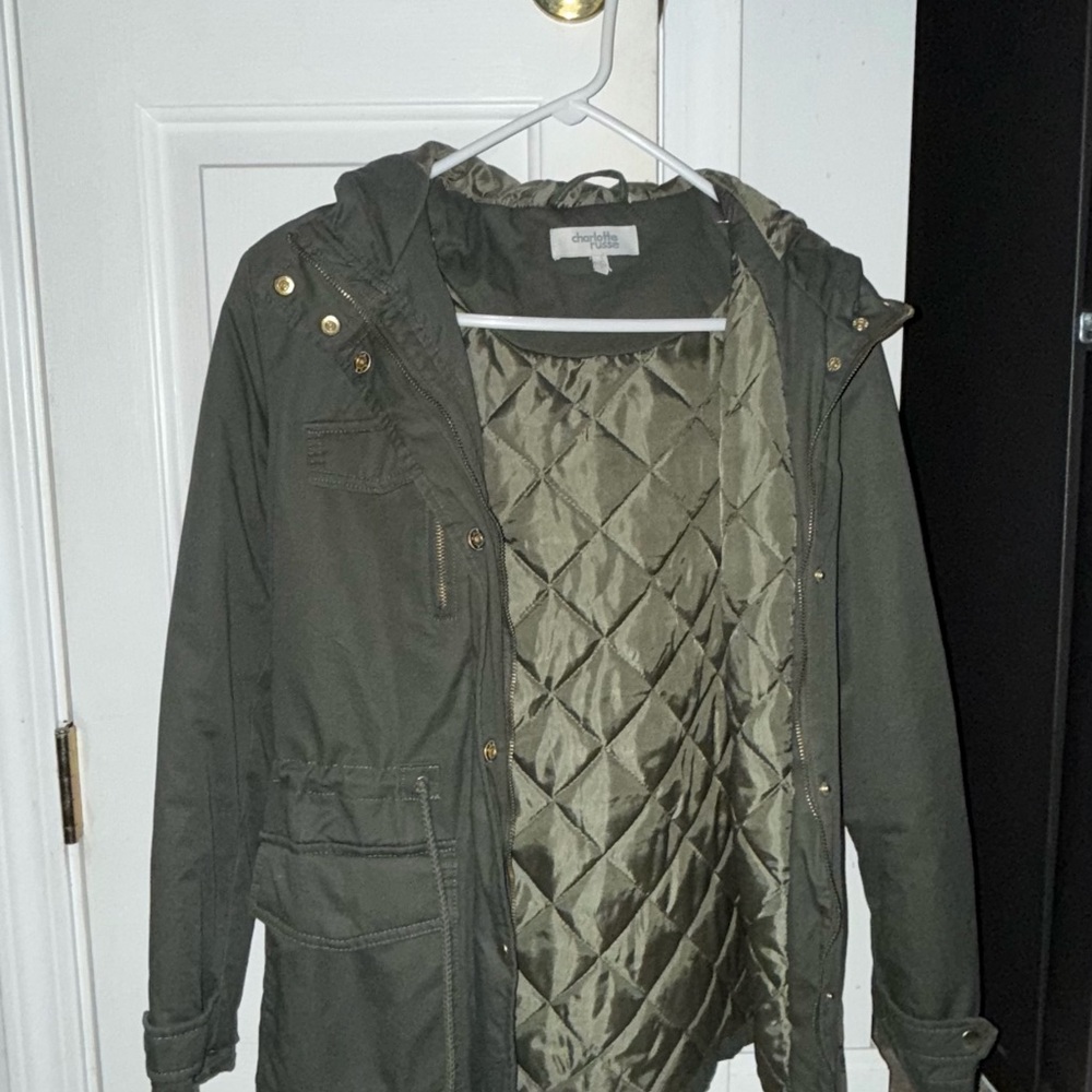 Charlotte Russe Olive Green Hooded Jacket